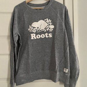 Roots Women's Grey Boyfriend Crew Sweater - Size Large